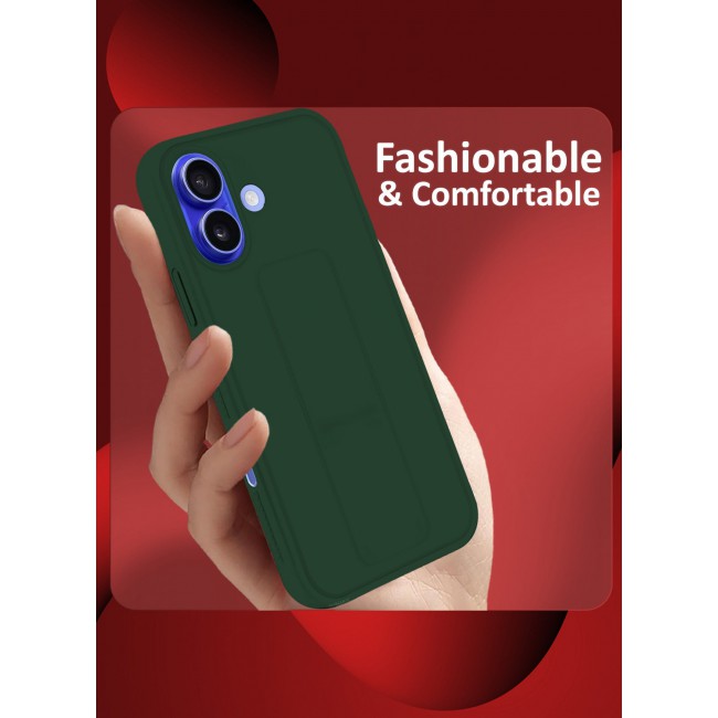 CATANES ( for iPhone 16 ) Case Premium PU Leather Case with Stand Function Shockproof and Anti Scratch Finger Grip Case Cover / Green