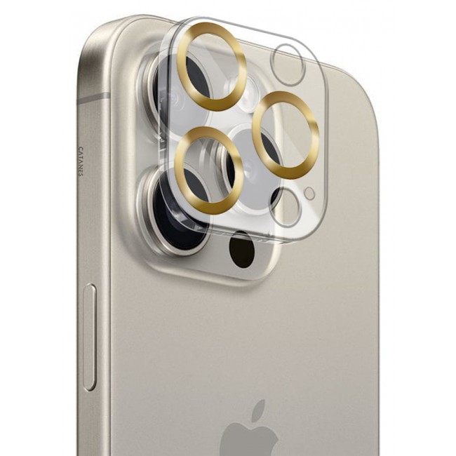 CATANES iPhone 14 Pro Max Camera Lens Protector Tempered Glass 9H Hardness Ultra HD Anti-Scratch Easy to Install Case Friendly Full Coverage Guard Gold
