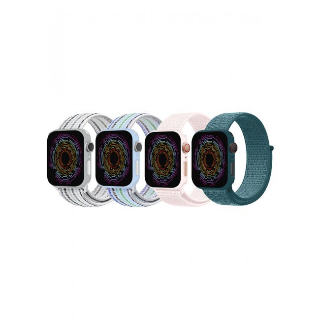 CATANES 4 Pack Apple Watch Band 38mm 40mm 41mm Sport Loop Nylon Band Quick Release Soft Fabric Nylon Adjustable Rugged Velcro Replacement Wristband Strap for Men Women Compatible with Series SE/7/6/5/4/3/2/1