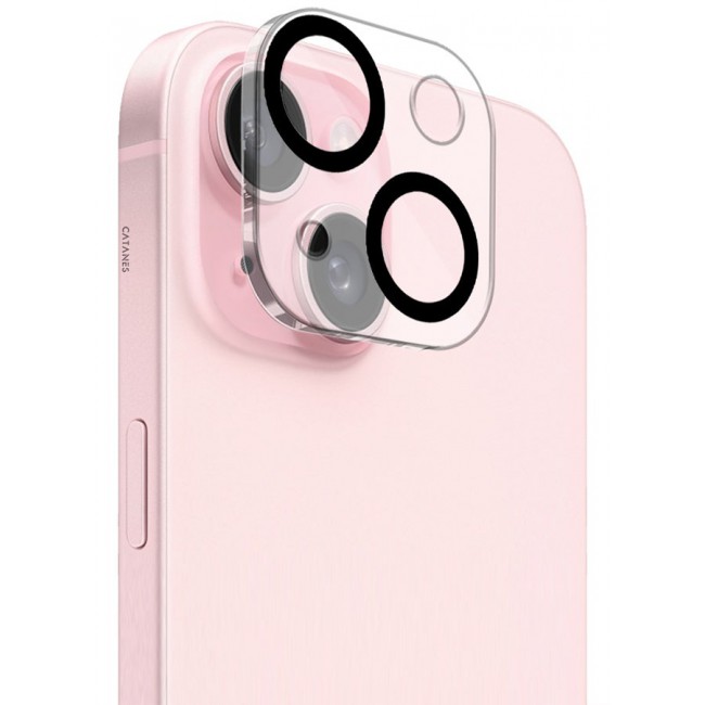 CATANES Camera Lens Protector for Apple iPhone 15 Tempered Glass 9H Hardness Ultra HD Anti-Scratch Easy to Install Case Friendly Full Coverage Guard Black
