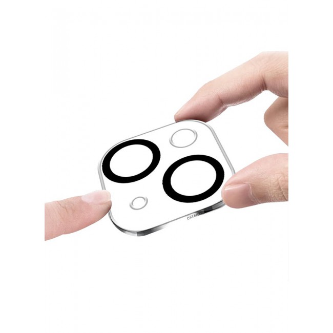 CATANES Camera Lens Protector for Apple iPhone 15 Tempered Glass 9H Hardness Ultra HD Anti-Scratch Easy to Install Case Friendly Full Coverage Guard Black