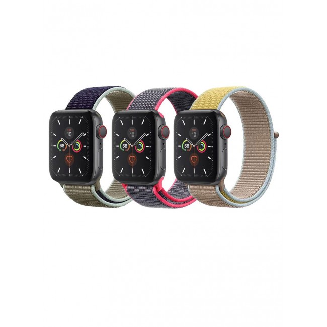 CATANES 3 Pack For Apple Watch 41mm 40mm 38mm Nylon Sport Loop Band Compatible With iWatch Series 7 SE 6 5 4 3 2 1 Men Women Braided Stretchy Nylon Loop Bands