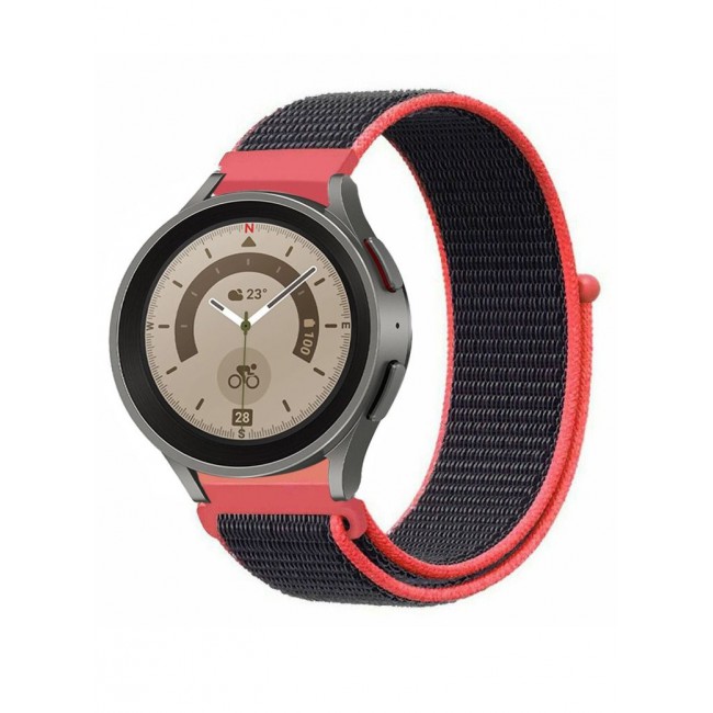 CATANES Samsung Galaxy Watch 5 Band Galaxy Watch 5 Pro Band Nylon Loop Strap 20mm Smart Watch Sport Wristband Compatible with Galaxy Watch5 (44mm/40mm) Galaxy Watch5 Pro (45mm) Pink/Black