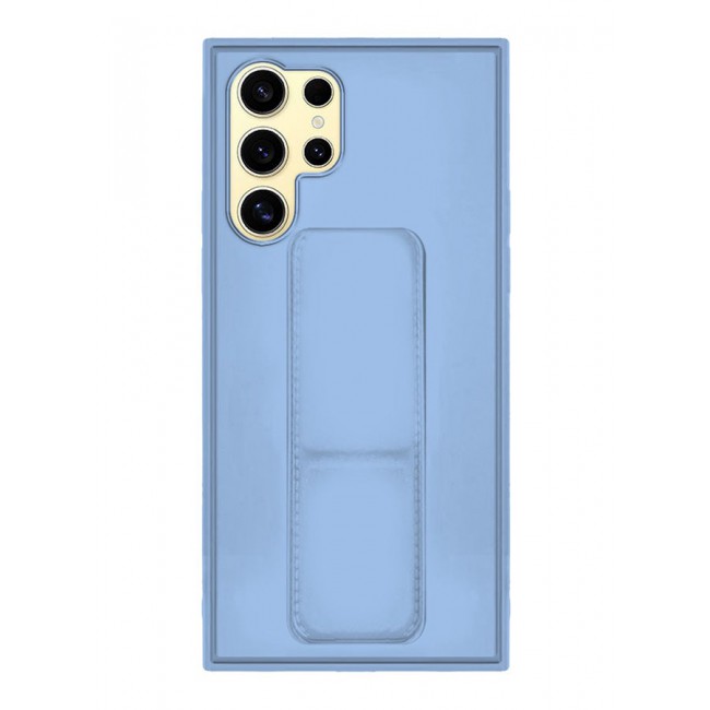 CATANES Samsung Galaxy S24 Ultra Case Magnetic Stand and Holder Premium Silicone Vertical and Horizontal Hand Strap Grip Multi Stand Car Mount Kickstand Case Finger Strap Cover Light Blue