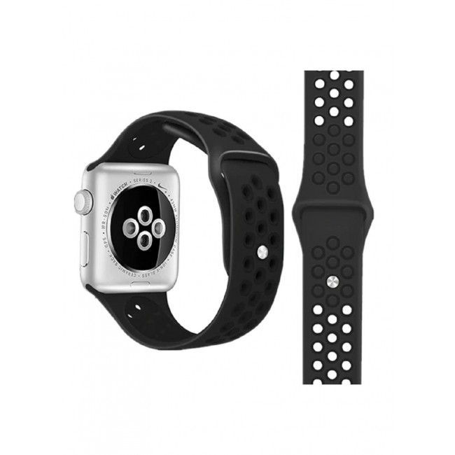 CATANES Silicone Strap Sport for Apple Watch 45mm / 44mm / 42mm Band Wrist Band Replacement Smart Watch Band Black