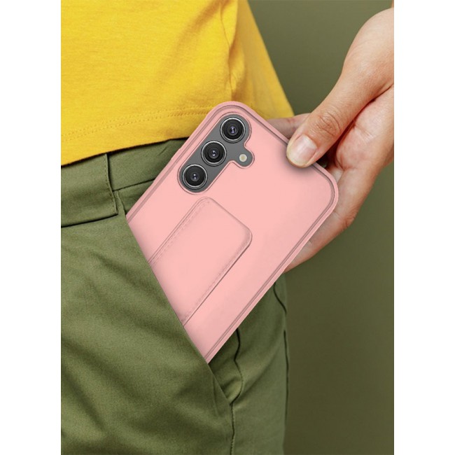CATANES Samsung Galaxy S24 Case Magnetic Stand and Holder Premium Silicone Vertical and Horizontal Hand Strap Grip Multi Stand Car Mount Kickstand Case Finger Strap Cover Pink