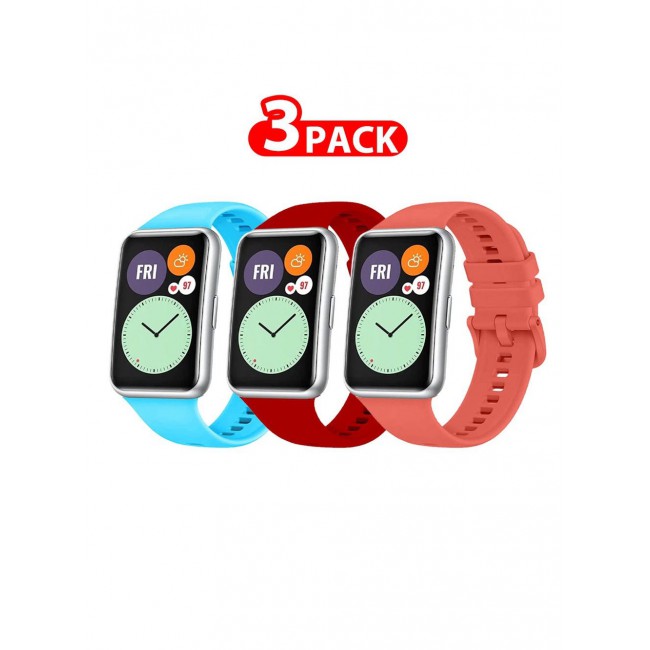 CATANES 3 Pack For Huawei Watch Fit 2 Silicone Bracelet Replacement Strap Multicolour 12(Only Compatible with Huawei Watch Fit 2)