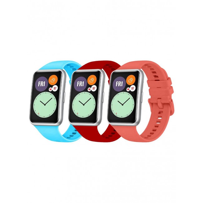 CATANES 3 Pack For Huawei Watch Fit 2 Silicone Bracelet Replacement Strap Multicolour 12(Only Compatible with Huawei Watch Fit 2)