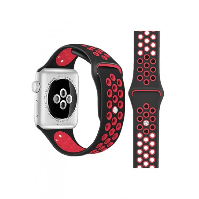 CATANES Apple Watch 41mm / 40mm / 38mm Replacement Band Silicone Strap Sport Wrist Band Replacement Smart Watch Band Black/Red