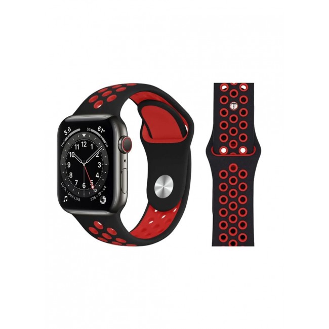 CATANES Apple Watch 41mm / 40mm / 38mm Replacement Band Silicone Strap Sport Wrist Band Replacement Smart Watch Band Black/Red
