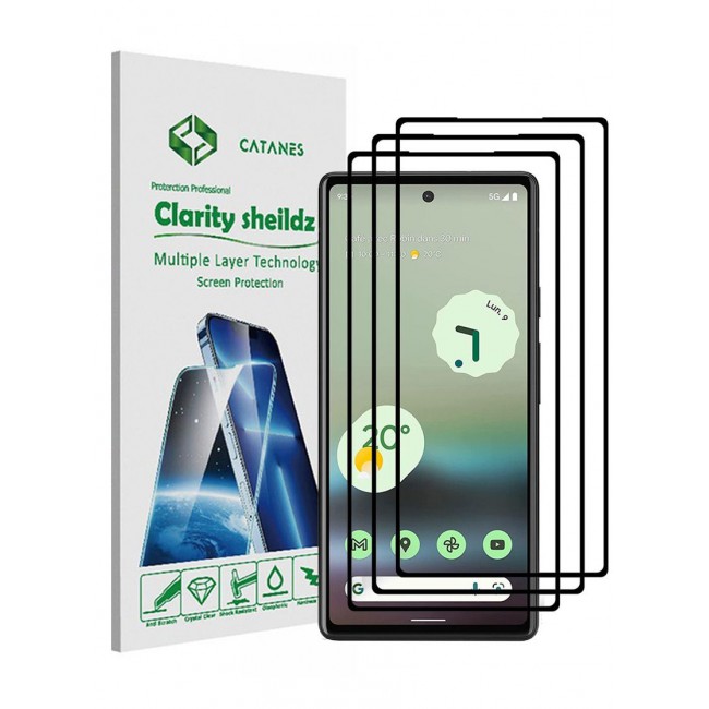 CATANES 3 Pack Google Pixel 7a Tempered Glass Screen Protector Full Glue Back
