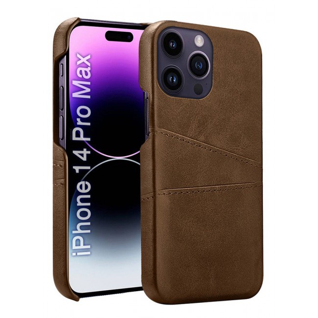 CATANES iPhone 14 Pro Max Case Cover Leather with Card Holder for Men Women Phone Case - Brown