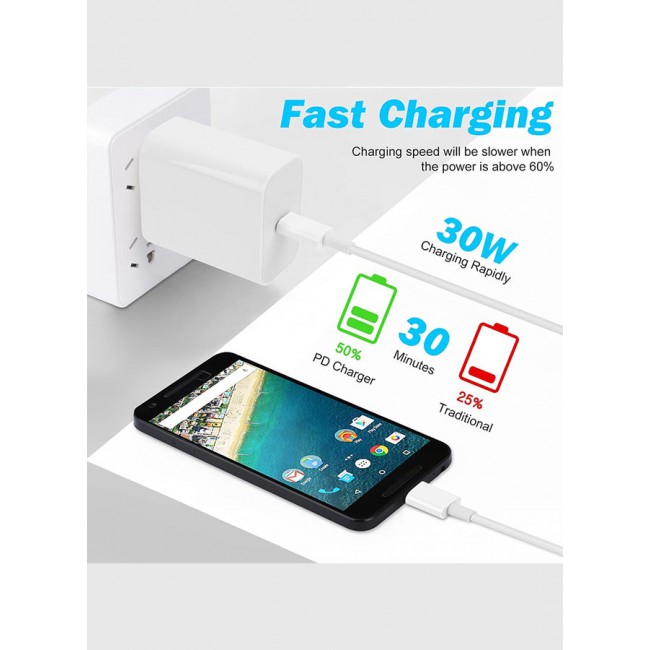 CATANES 30W USB-C Super Fast Cable Compatible with USB-C Devices USB-C to USB C Sync Charge Cable