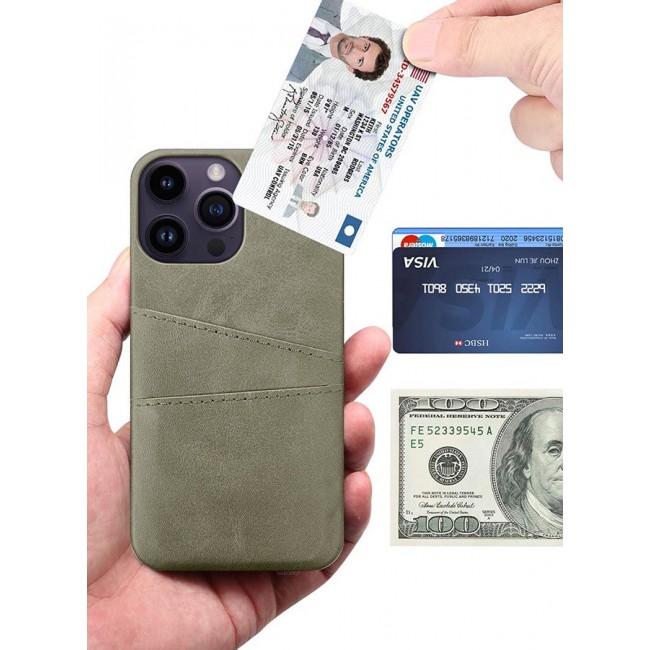 CATANES iPhone 14 Pro Max 3Packs Case Cover Leather with Card Holder for Men Women Phone Case with 3D Screen Protector - Grey
