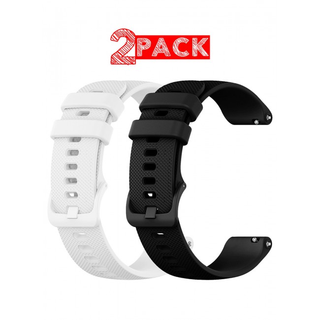 CATANES 2Packs 20mm Silicone Band for Samsung Galaxy Watch 7 6 5 4 FE Band 40mm 44mm/Galaxy Watch 6 4 Classic Band 47mm 46mm 43mm 42mm / 20mm Silicone Sport Strap Bracelet Wristband / White Black