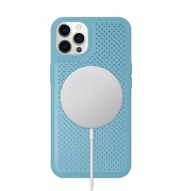 CATANES iPhone 12 Pro Max Leather Case MagSafe Back Cover Sky Blue