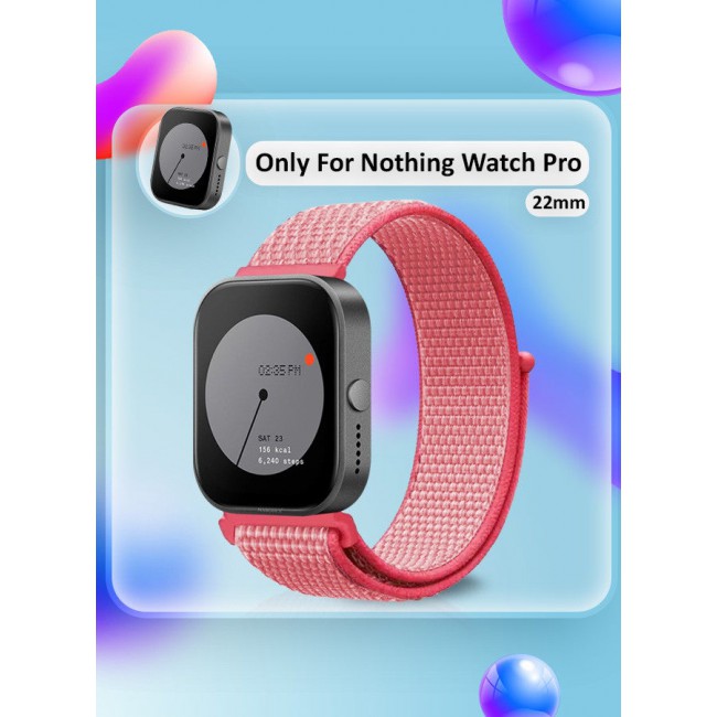 CATANES (for Nothing Watch Pro 22mm) Nylon Strap,Quick Release Bands for Women Men Sport Wristband Strap Pink