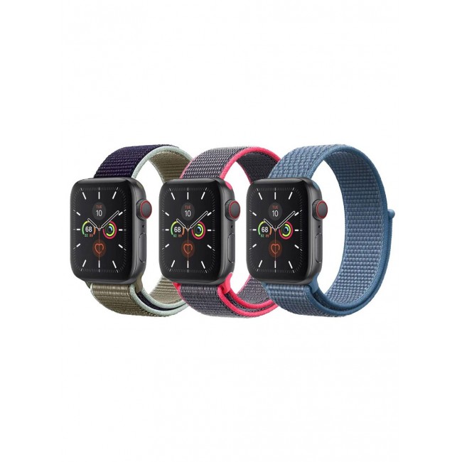 CATANES 3 Pack For Apple Watch 41mm 40mm 38mm Nylon Sport Loop Band Compatible With iWatch Series 7 SE 6 5 4 3 2 1 Men Women Braided Stretchy Nylon Loop Bands