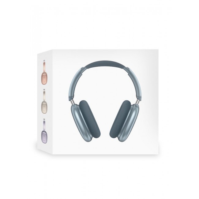 CATANES Air Max Pro Wireless Over Ear Headphones with Active Noiose Cancellation and Built-in Mi, Comfortable and Lightweight - Blue