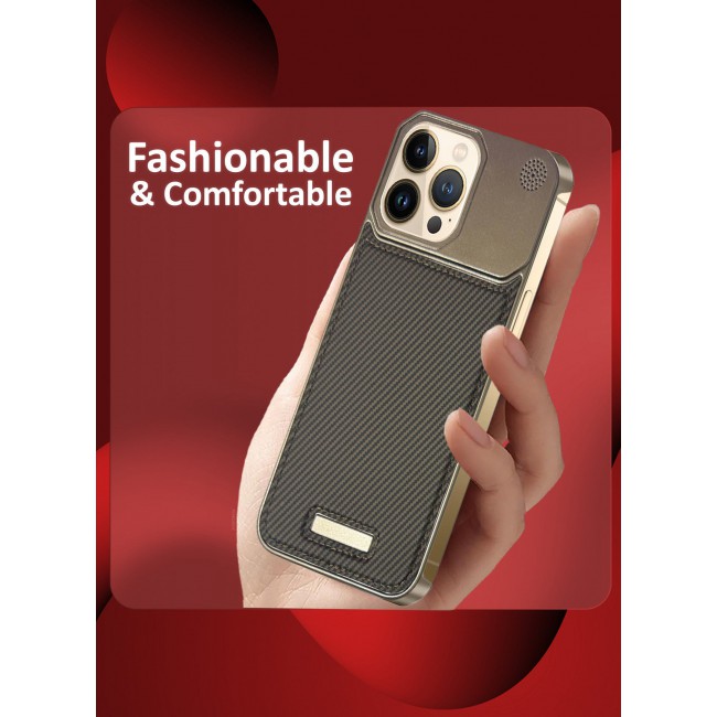 CATANES iPhone 13 Pro Max Case Leather Metal Design, Slim Lightweight Minimalist Cover