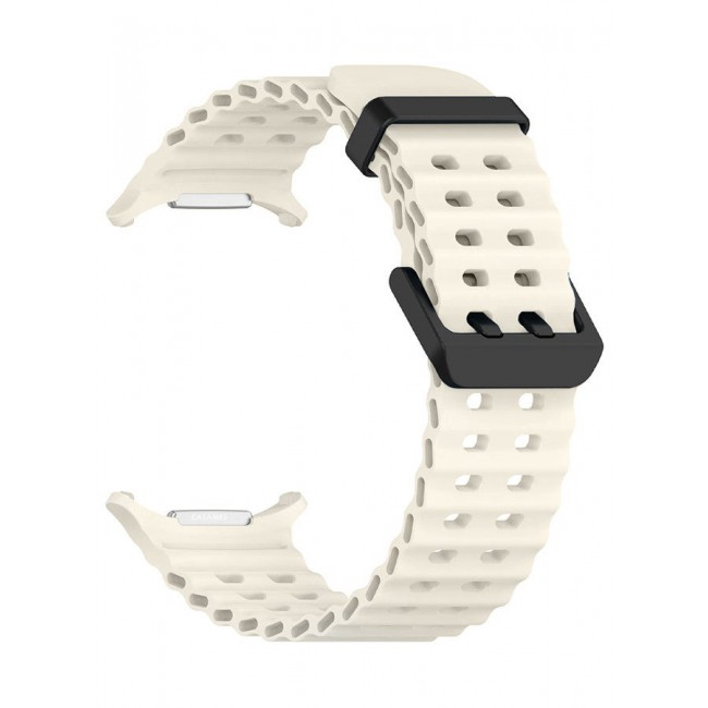 CATANES (for Samsung Galaxy Watch 7 Ultra 47mm) Silicone Band Soft Ocean Silicone Sport Strap Replacement Accessory Dusty White