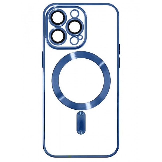 CATANES 2Pack for iPhone 14 Pro Magsafe Case and Screen Protector Clear Electroplating Frame Wireless Charging Cover with Tempered Glass Blue/Clear