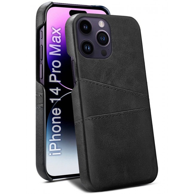 CATANES iPhone 14 Pro Max 3Packs Case Cover Leather with Card Holder for Men Women Phone Case with 3D Screen Protector - Black