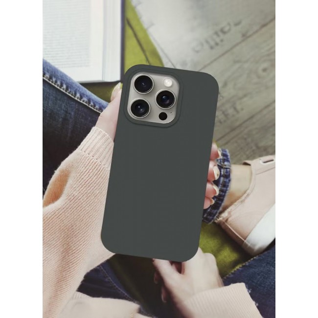 CATANES iPhone 15 Pro Max Case Silicone Case Full Body Protective Cover Shockproof Slim Phone Case Anti-Scratch Soft Microfiber Lining Grey