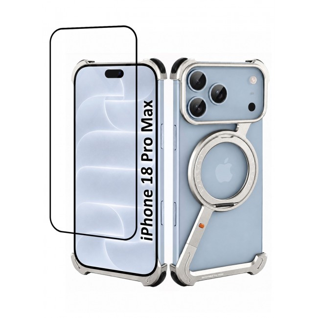 CATANES 2 Pack For iPhone 18 Pro Max Magnetic Case Z-Shape Premium Metal Armor with 360-Degree Rotating Ring Kickstand - Silver