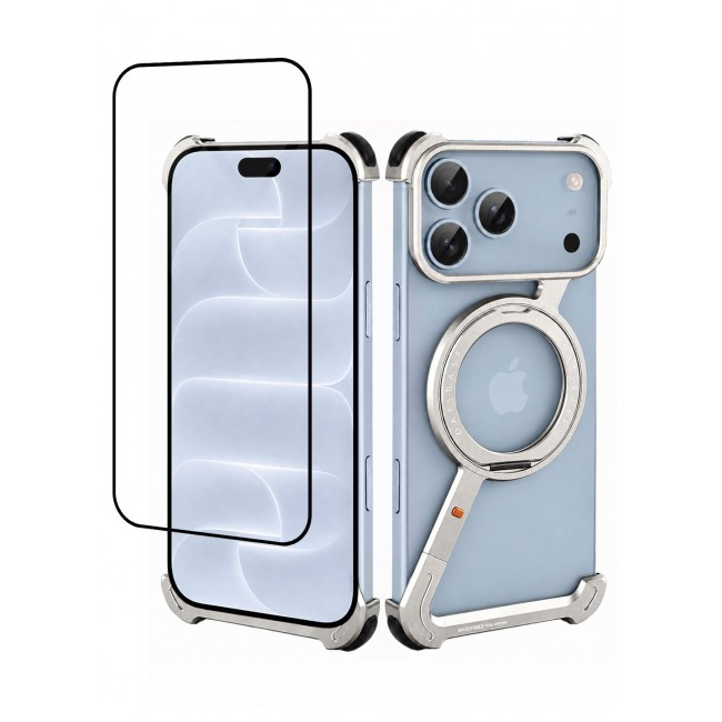 CATANES 2 Pack For iPhone 18 Pro Max Magnetic Case Z-Shape Premium Metal Armor with 360-Degree Rotating Ring Kickstand - Silver