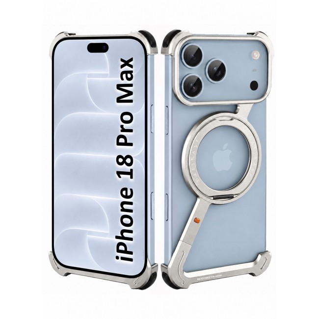 CATANES 2 Pack For iPhone 18 Pro Max Magnetic Case Z-Shape Premium Metal Armor with 360-Degree Rotating Ring Kickstand - Silver