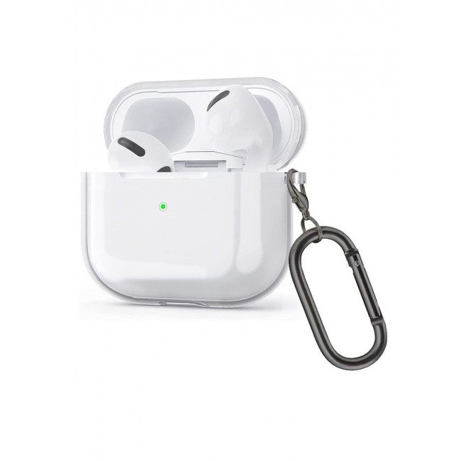 CATANES AirPods 3 Crystal Clear Shockproof Case Transparent Ultra Slim Cover with Keychain Carabiner Compatible with Apple AirPods 3rd Generation Clear