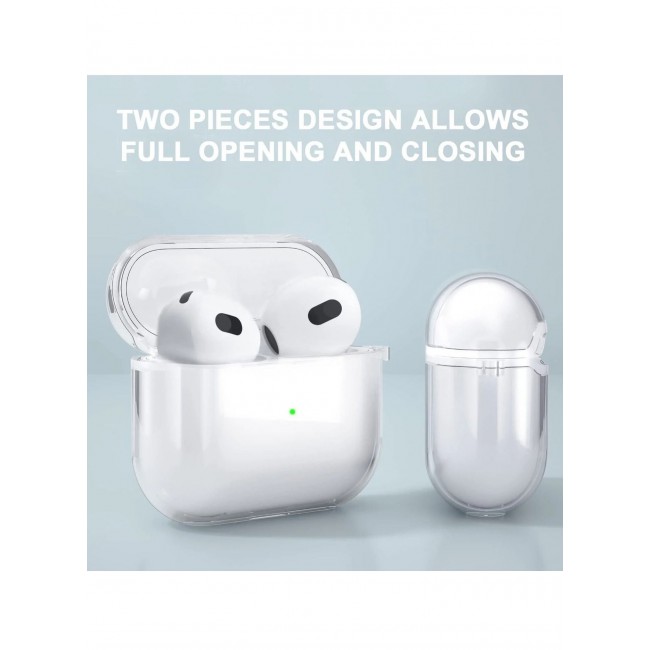 CATANES AirPods 3 Crystal Clear Shockproof Case Transparent Ultra Slim Cover with Keychain Carabiner Compatible with Apple AirPods 3rd Generation Clear