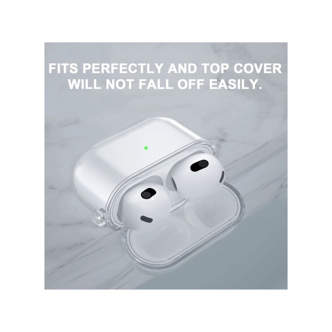 CATANES AirPods 3 Crystal Clear Shockproof Case Transparent Ultra Slim Cover with Keychain Carabiner Compatible with Apple AirPods 3rd Generation Clear