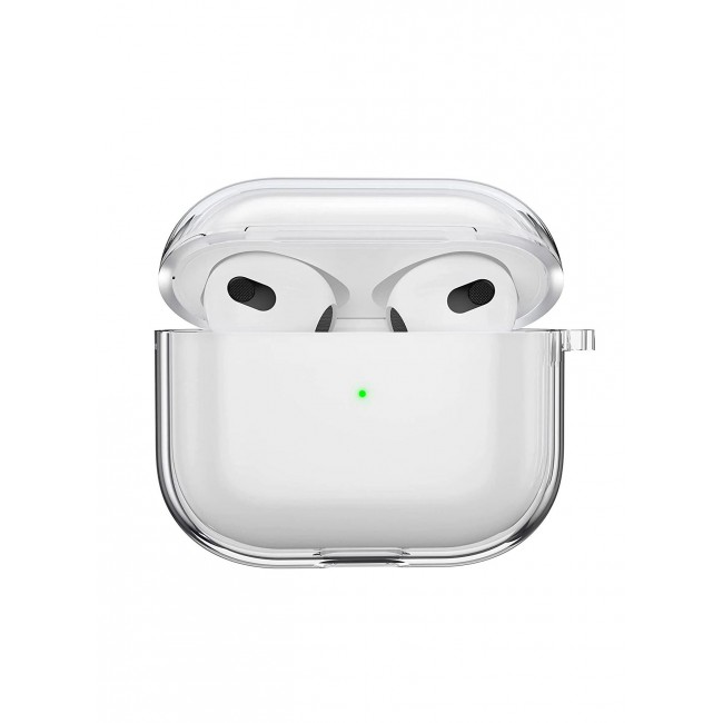 CATANES AirPods 3 Crystal Clear Shockproof Case Transparent Ultra Slim Cover with Keychain Carabiner Compatible with Apple AirPods 3rd Generation Clear