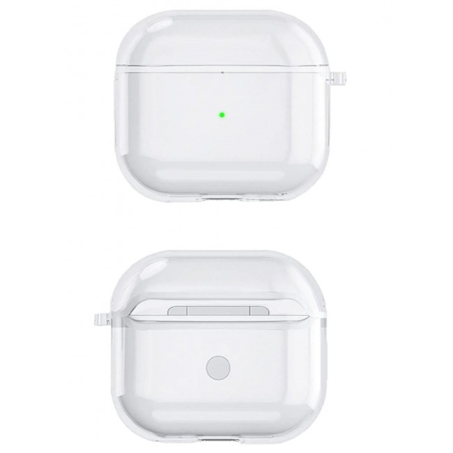 CATANES AirPods 3 Crystal Clear Shockproof Case Transparent Ultra Slim Cover with Keychain Carabiner Compatible with Apple AirPods 3rd Generation Clear