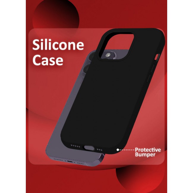 CATANES iPhone 14 Pro Max Case Silicone Case Full Body Protective Cover Shockproof Slim Phone Case Anti-Scratch Soft Microfiber Lining Black