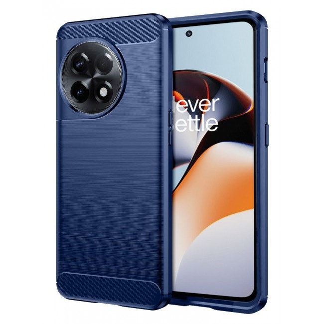 CATANES OnePlus Ace 2 Case Slim Soft TPU Brushed Carbon Fiber Anti-Fingerprint Shockproof Cover 6.74 inch Blue