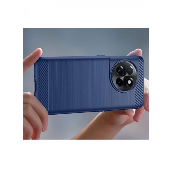 CATANES OnePlus Ace 2 Case Slim Soft TPU Brushed Carbon Fiber Anti-Fingerprint Shockproof Cover 6.74 inch Blue