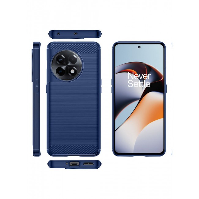 CATANES OnePlus Ace 2 Case Slim Soft TPU Brushed Carbon Fiber Anti-Fingerprint Shockproof Cover 6.74 inch Blue