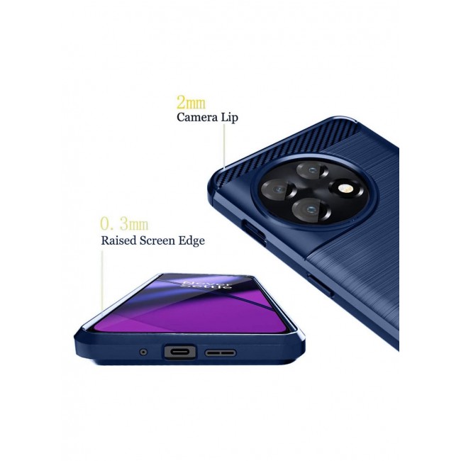 CATANES OnePlus Ace 2 Case Slim Soft TPU Brushed Carbon Fiber Anti-Fingerprint Shockproof Cover 6.74 inch Blue