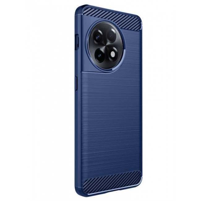 CATANES OnePlus Ace 2 Case Slim Soft TPU Brushed Carbon Fiber Anti-Fingerprint Shockproof Cover 6.74 inch Blue