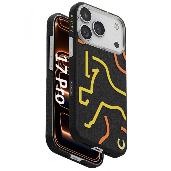 AIRITY Horse Style Bamboo Fiber Protective Case for iPhone 17/18 Pro Ultra Durable, Lightweight & Premium Design with Screen Protector Black Yellow