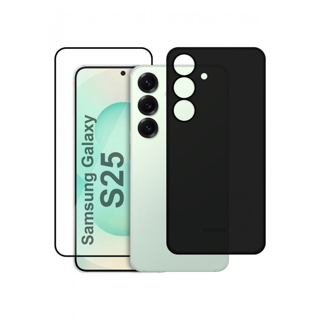 KZDOO 2Packs Case for Galaxy S25 Air Skin Case All Around Full Protection Ultra Slim 0.3mm Thickness 4g Feather Weight with 3D Screen Protector - Black