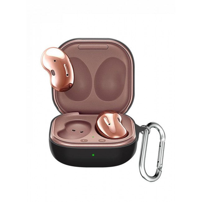 CATANES Crystal Clear Protective Case for Samsung Galaxy Buds Live (2020), Galaxy Buds 2 (2021), Galaxy Buds Pro (2021) Shockproof Ultra Slim Transparent Skin with Keychain Carabiner Black
