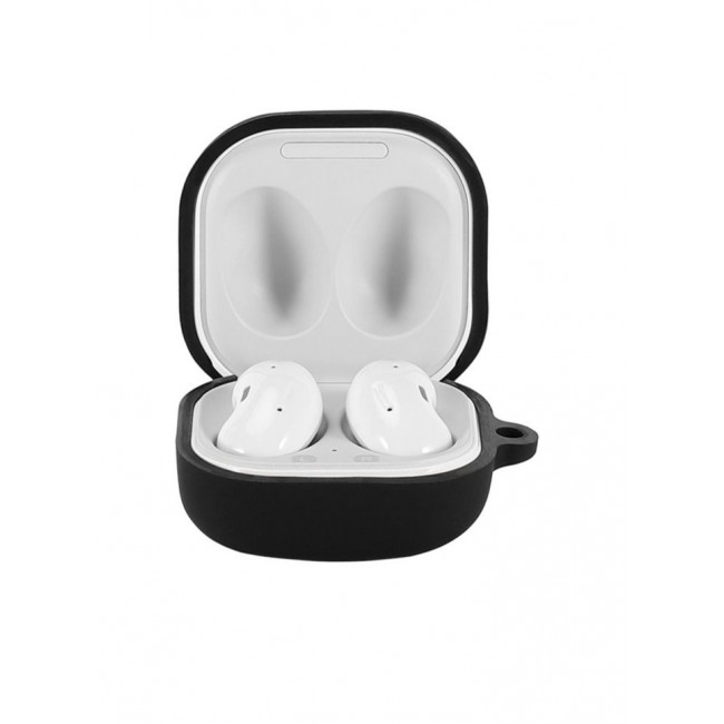 CATANES Crystal Clear Protective Case for Samsung Galaxy Buds Live (2020), Galaxy Buds 2 (2021), Galaxy Buds Pro (2021) Shockproof Ultra Slim Transparent Skin with Keychain Carabiner Black