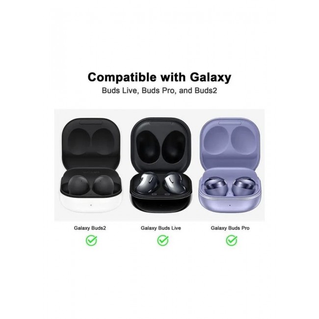 CATANES Crystal Clear Protective Case for Samsung Galaxy Buds Live (2020), Galaxy Buds 2 (2021), Galaxy Buds Pro (2021) Shockproof Ultra Slim Transparent Skin with Keychain Carabiner Black