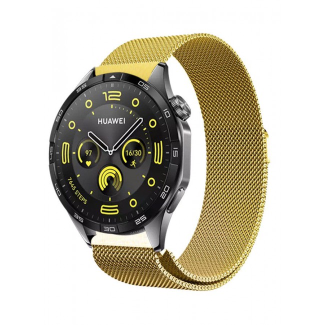 CATANES (for Huawei GT4 22mm) Milanese Strap, Adjustable Stainless Steel Band Men and Women Mesh Loop Magnetic Clasp Replacement Band Gold