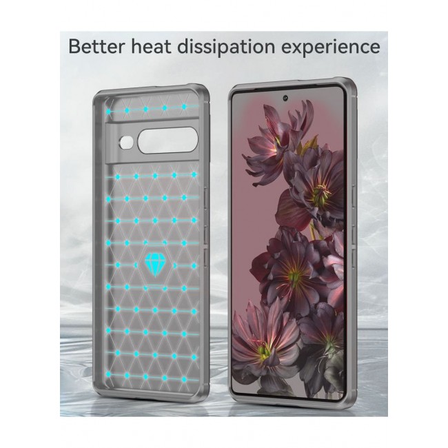 CATANES Google Pixel 7 Pro Case Slim Soft TPU Brushed Carbon Fiber Anti-Fingerprint Shockproof Cover Grey