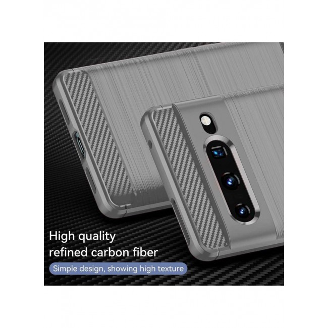 CATANES Google Pixel 7 Pro Case Slim Soft TPU Brushed Carbon Fiber Anti-Fingerprint Shockproof Cover Grey